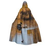 DUWAA Loon Nature Bird Print Witch Cloak, Cloak With Hood, Halloween Hooded Cape, Wizard Robe Men Cosplay Costume