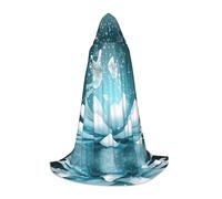 DUWAA Lotus Flowers Print Halloween Hooded Cloak Cape Medieval Style For Christmas Party, Cosplay Masquerade Costumes