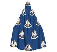 DUWAA Louisiana State Flag Print 59inch Carnival Cape, Unisex Adult Hooded Cloak For Halloween Witch Vampire Wizard Cosplay