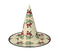 DUWAA Lovely Sweet Red Cherry Print Halloween Witch Hat Costume Accessory Women Hats For Halloween Party Cosplay Accessories-2pcs