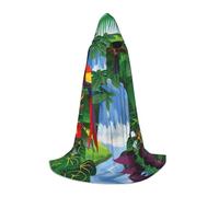 DUWAA Macaw And Toucan Perching Of American Rainforests Print Medieval Cloak Wizard Robe Cloak With Hood Renaissance Cape Halloween Costume Cosplay Prop