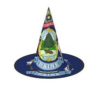 DUWAA Maine State Flag Print Print Halloween Hanging Witch Hats Costume Accessories, Decorations For Home, Yard, Porch-3pcs