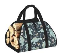 DUWAA Manatee Animals Print Wood Baskets with Handle Large Log Store for Fireplace Wear-Resistant Picnic Bags Log Basket