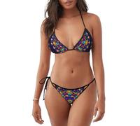 DUWAA Mandala Pattern Print Bikini Sets for Women, Swim Suits for Womens 2025 Bathing Suit for Womens Two Piece Sexy Swimsuit, Black, XL