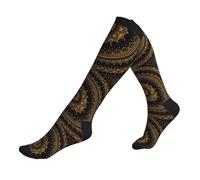 DUWAA Mandala Print Compression Socks, 15-20 Mmhg Circulation Socks, Moisture-Wicking Athletic Long Socks