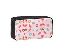 DUWAA Many Colored Ice Cream Print Large Capacity Pencil Case Pencil Pouch with Zipper Portable Pen Case for Office Travel Makeup