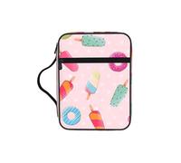 DUWAA Many Colored Ice Cream Print Multi Functional Bible Bag Cosmetic Bags with Handle Waterproof Pencil Case with Compartments