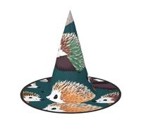 DUWAA Many Hedgehogs Print Witch Hat, Wizard Hat Cosplay Accessories For Halloween Costume Party Masquerade Carnivals-3pcs