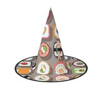 DUWAA Many Sushi Food Print Witch Hat Witches Hats Halloween Women Adult Wizard Men Costume Cosplay Party Accessory-1pcs