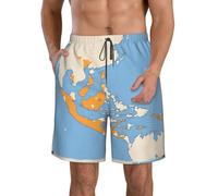 DUWAA Marshall Islands Flag Map01 Print Men's Quick Dry Shorts with Pockets, Summer Beach Athletic Shorts, for Hiking Running Gym White