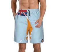 DUWAA Marshall Islands Flag Map02 Print Men's Quick Dry Shorts with Pockets, Summer Beach Athletic Shorts, for Hiking Running Gym White
