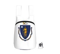 DUWAA Massachusetts State Flag Print Anti-Tear Backpack For Men Women Foldable Shopping Bag Ultra Light Camping Backpack Work Bag