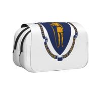 DUWAA Massachusetts State Flag print Pen Pencil Case with Zipper Clear Makeup Color Pouch Cosmetics Bag Multi-Purpose Stationary Bag, Black, One Size, Morden