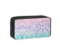 DUWAA Mermaid Pastel Pink Purple Aqua Tea Print Large Capacity Pencil Case Pencil Pouch with Zipper Portable Pen Case for Office Travel Makeup