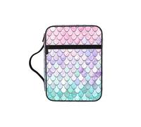 DUWAA Mermaid Pastel Pink Purple Aqua Tea Print Multi Functional Bible Bag Cosmetic Bags with Handle Waterproof Pencil Case with Compartments