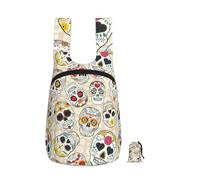 DUWAA Mexican Skull1 Print Foldable Hiking Shoulder Bags, Travel Lightweight Packable Daypack Backpack 10kg For Women Men