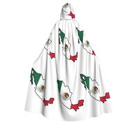 DUWAA Mexico Flag Map Print Witch Cloak, Cloak With Hood, Halloween Hooded Cape, Wizard Robe Men Cosplay Costume