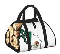 DUWAA Mexico Flag Map Print Wood Baskets with Handle Large Log Store for Fireplace Wear-Resistant Picnic Bags Log Basket