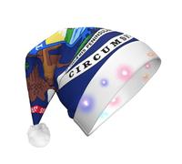 DUWAA Michigan State Flag Print Light Up Christmas Hat, Glow Lighted Santa Cap With Colorful Led Strip Light For Adults