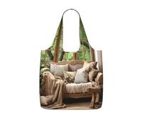 DUWAA Mid Century Modern Print Foldable Tote Bag Reusable Grocery Bag Shopping Bag With 25l Capacity For Work Beach And Travel
