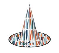 DUWAA Mid Century Modern Retro With Drop Shapes Print Halloween Witch Hat Costume Accessory Women Hats For Halloween Party Cosplay Accessories-2pcs