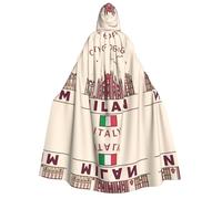DUWAA Milan Cityscape With Italian print Cloak with Hood for Men Women, Hooded Cape Cloak Unisex Halloween Witch Vampire Costume