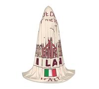 DUWAA Milan Cityscape With Italian Print Halloween Costume Clothes Halloween Medieval Costume Cape For Women Men Renaissance Hooded Cloak