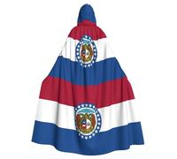 DUWAA Missouri State Flag Print 59inch Carnival Cape, Unisex Adult Hooded Cloak For Halloween Witch Vampire Wizard Cosplay