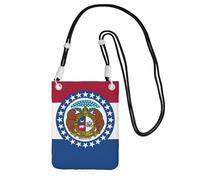 DUWAA Missouri State Flag Print Crossbody Bag For Women, Shoulder Bag Purse, Travel Sport Mini Phone Bag, Phone Wallet, Black, One Size