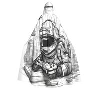 DUWAA Monochrome Sketch Style Gaming Print 59inch Carnival Cape, Unisex Adult Hooded Cloak For Halloween Witch Vampire Wizard Cosplay