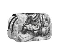 DUWAA Monochrome Sketch Style Gaming print Pen Pencil Case with Zipper Clear Makeup Color Pouch Cosmetics Bag Multi-Purpose Stationary Bag