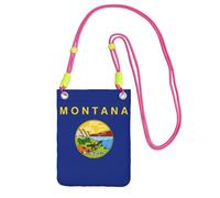 DUWAA Montana State Flag Print Small Crossbody Bags For Women Trendy, Phone Purse With Adjustable Strap,For Hiking Travel, Fuchusia, One Size