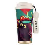 DUWAA Moose Print Stainless Steel Insulated Travel Coffee Mug, Camping Mug,Coffee Tumbler For Men Women