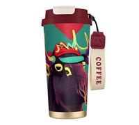 DUWAA Moose Print Stainless Steel Insulated Travel Coffee Mug, Camping Mug,Coffee Tumbler For Men Women