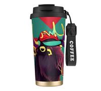 DUWAA Moose Print Stainless Steel Insulated Travel Coffee Mug, Camping Mug,Coffee Tumbler For Men Women