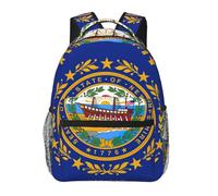 DUWAA New Hampshire State Flag Print Shoulder Bag With 1 Large, 1 Front And 2 Side Pockets, Adults Water-Resistant Bookbag Backpack