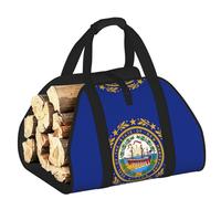 DUWAA New Hampshire State Flag Print Storage Bag Log Burner Accessories Heavy Duty Tool Bag for Indoor Outdoor Fireplace Storage