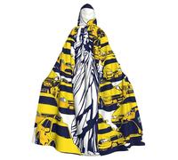 DUWAA New York City Print 59inch Carnival Cape, Unisex Adult Hooded Cloak For Halloween Witch Vampire Wizard Cosplay