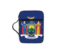 DUWAA New York Flag Print Multi Functional Bible Bag Cosmetic Bags with Handle Waterproof Pencil Case with Compartments