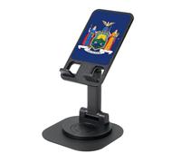DUWAA New York State Flag Print 360°Rotating Cell Phone Stand, Adjustable Cell Phone Holder,Foldable Portable Phone Holder