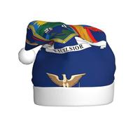 DUWAA New York State Flag Print Christmas Hat, Fun Plush Adult Santa Hat, Novelty Holiday Headwear For New Year Festive Party