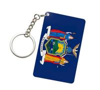DUWAA New York State Flag Print Keychain Friends Gifts, Double Sided Key Chains With Split Ring For Family And Friends Gifts
