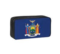 DUWAA New York State Flag Print Large Capacity Pencil Case Pencil Pouch with Zipper Portable Pen Case for Office Travel Makeup