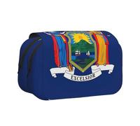 DUWAA New York State Flag print Pen Pencil Case with Zipper Clear Makeup Color Pouch Cosmetics Bag Multi-Purpose Stationary Bag