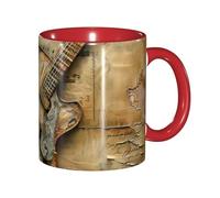 DUWAA Nice Guitar Print Ceramic Cup With Gift Box, Beautiful Coffee Mugs For Holiday Birthday Gift Coffee Milk 6 Color