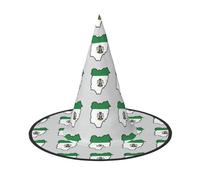 DUWAA Nigeria Flag Map01 Print Halloween Witch Hat Costume Accessory Women Hats For Halloween Party Cosplay Accessories-2pcs