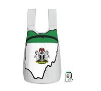 DUWAA Nigeria Flag Map01 Print Portable Daypack, Foldable Lightweight Storage Shoulder Backpack Bag For Travel Hicking Outdoor