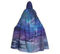 DUWAA Night Sky Print Adult Halloween Hooded Cape, Full Length Unisex Cloak For Men Women, For Halloween Cosplay