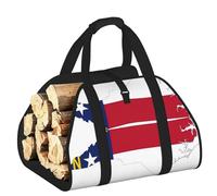 DUWAA North Carolina State Flag Map Print Wood Baskets with Handle Large Log Store for Fireplace Wear-Resistant Picnic Bags Log Basket