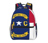 DUWAA North Carolina State Flag Print Shoulder Bag With 1 Large, 1 Front And 2 Side Pockets, Adults Water-Resistant Bookbag Backpack